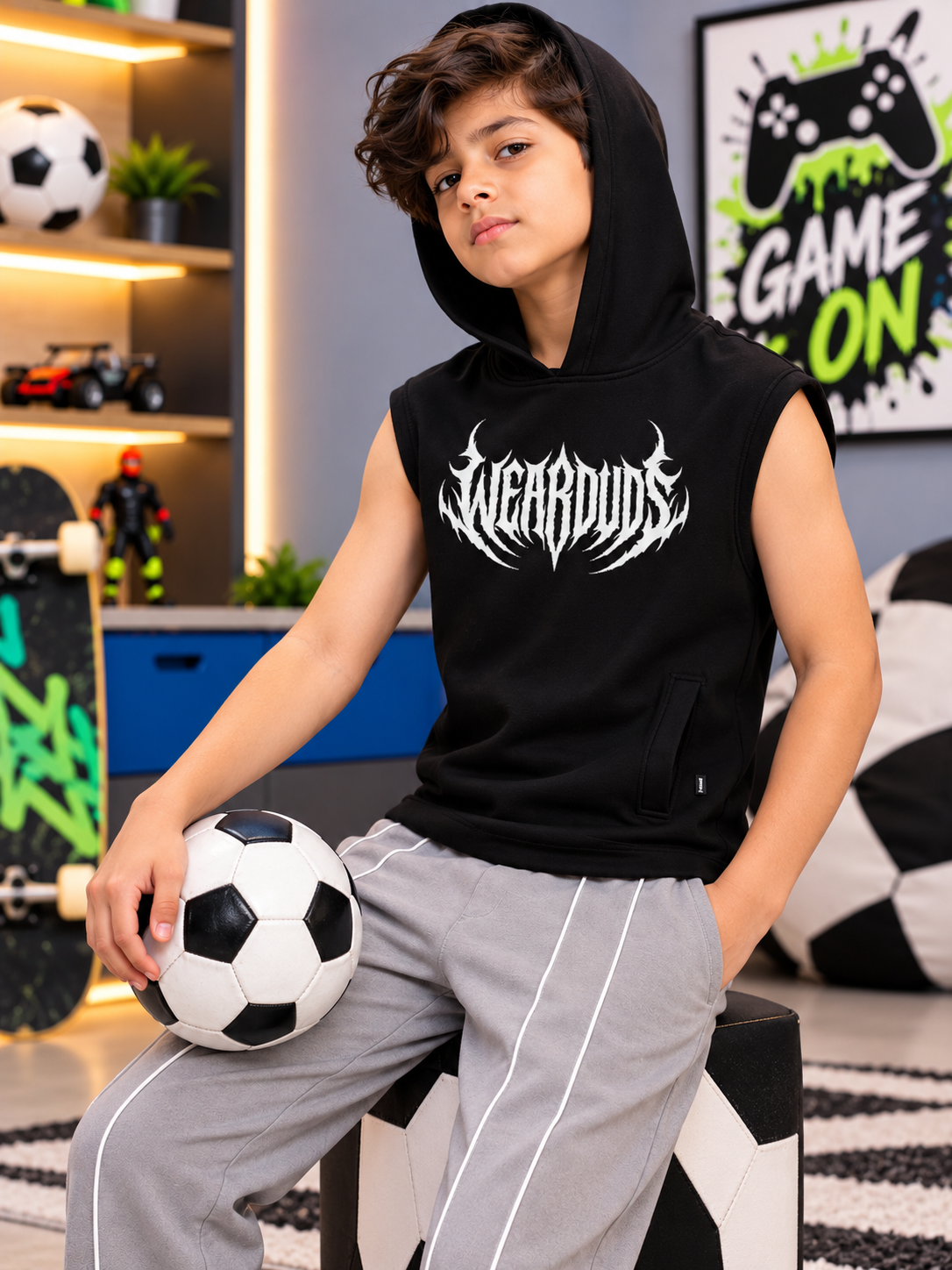 EDGE SLEEVELESS GRAPHIC PRINT FOR BOYS GIRLS BLACK