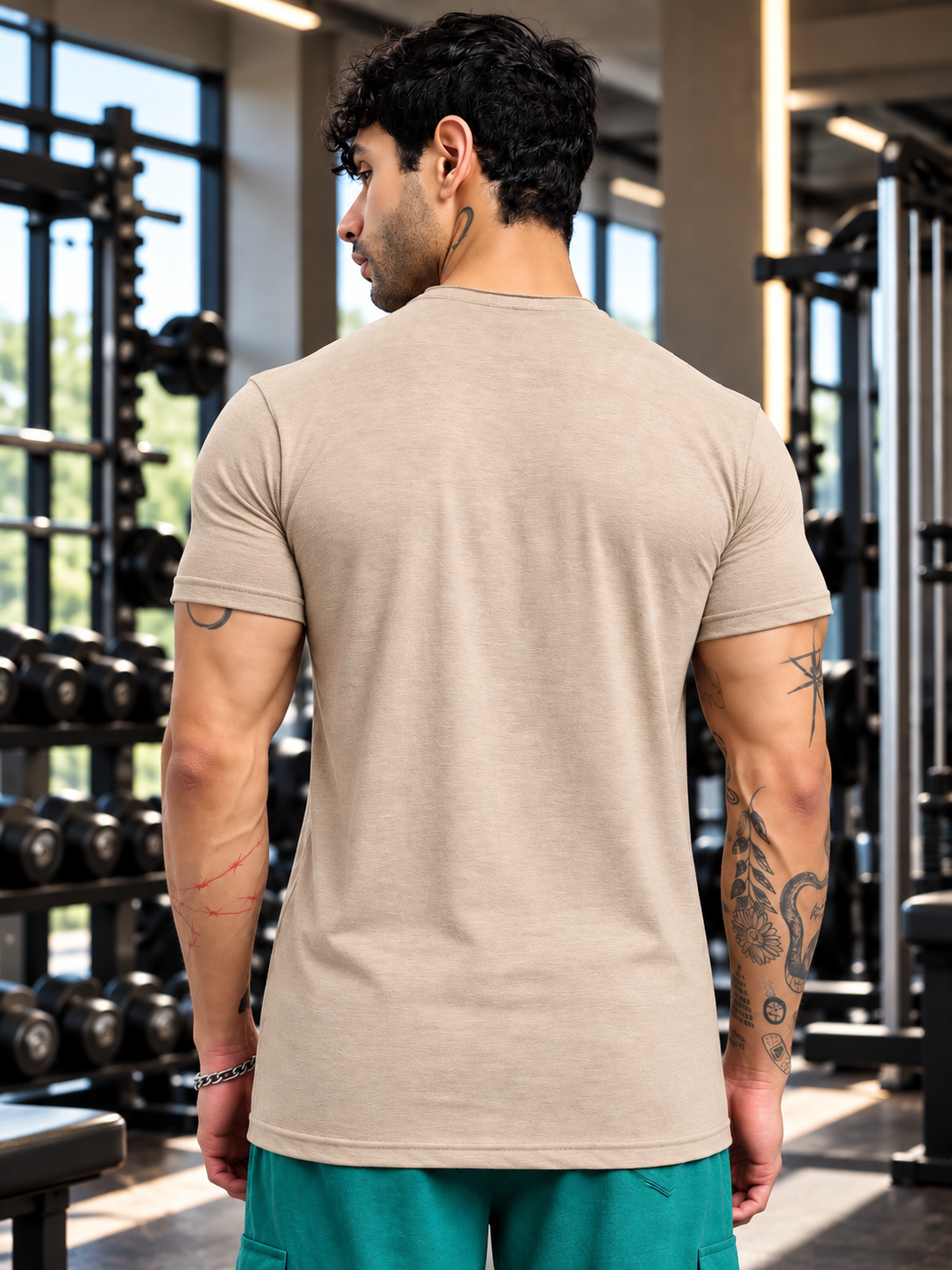 ELEX REGULAR FIT T-SHIRT BEIGE - Wearduds, view 3