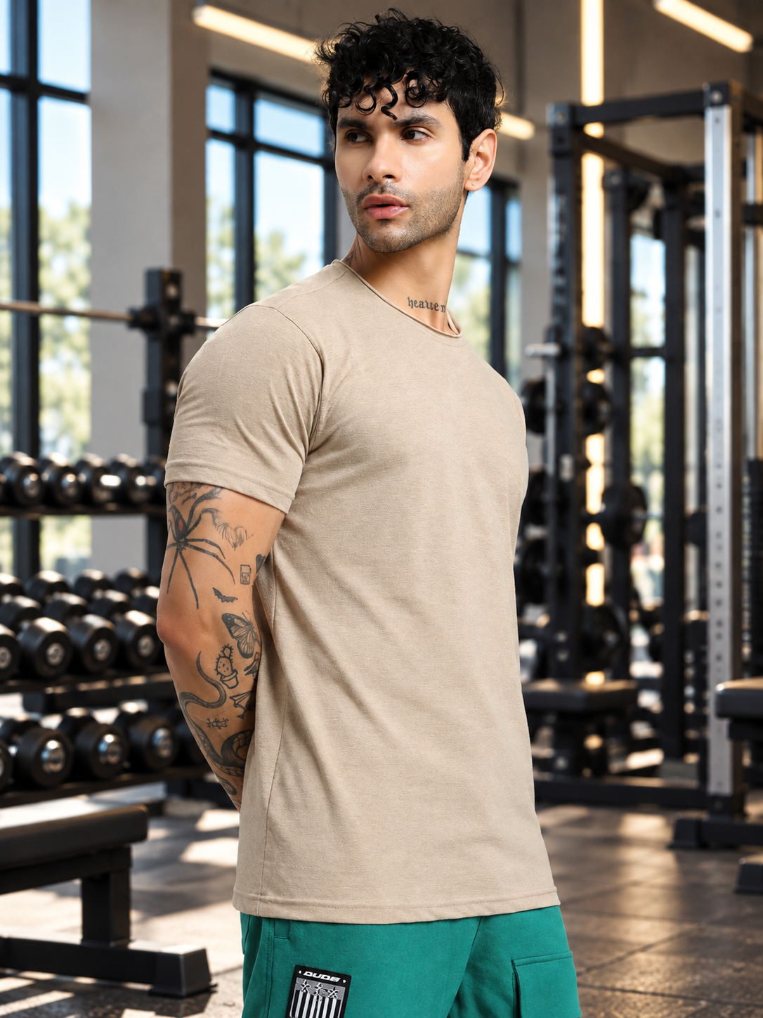 ELEX REGULAR FIT T-SHIRT BEIGE - Wearduds, view 4