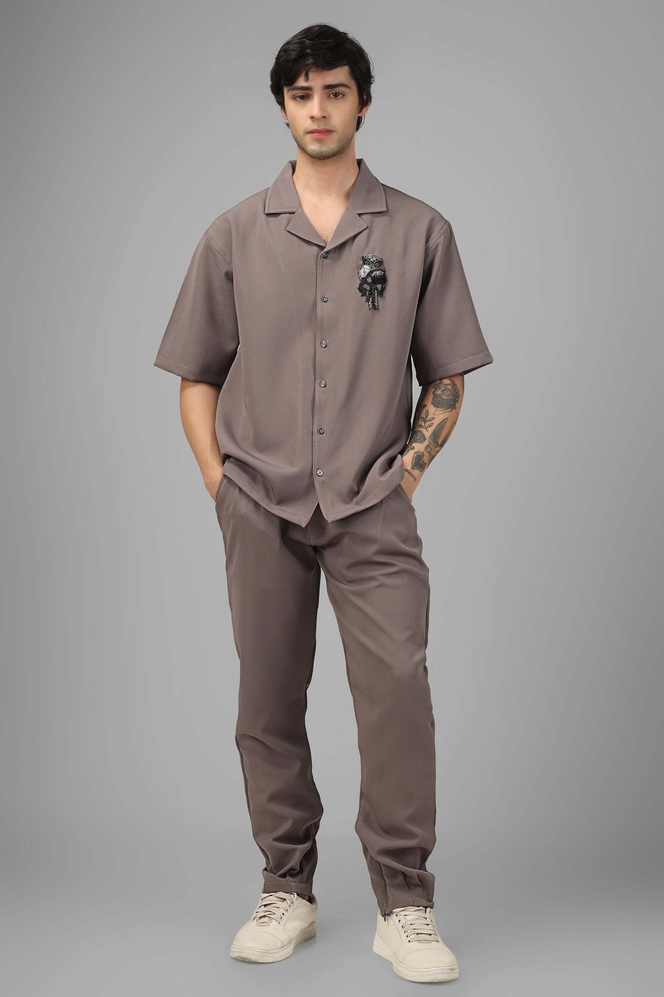 EMBELLISHED OWL CO - ORD SET SHIRT PANTS - CO - ORD SET