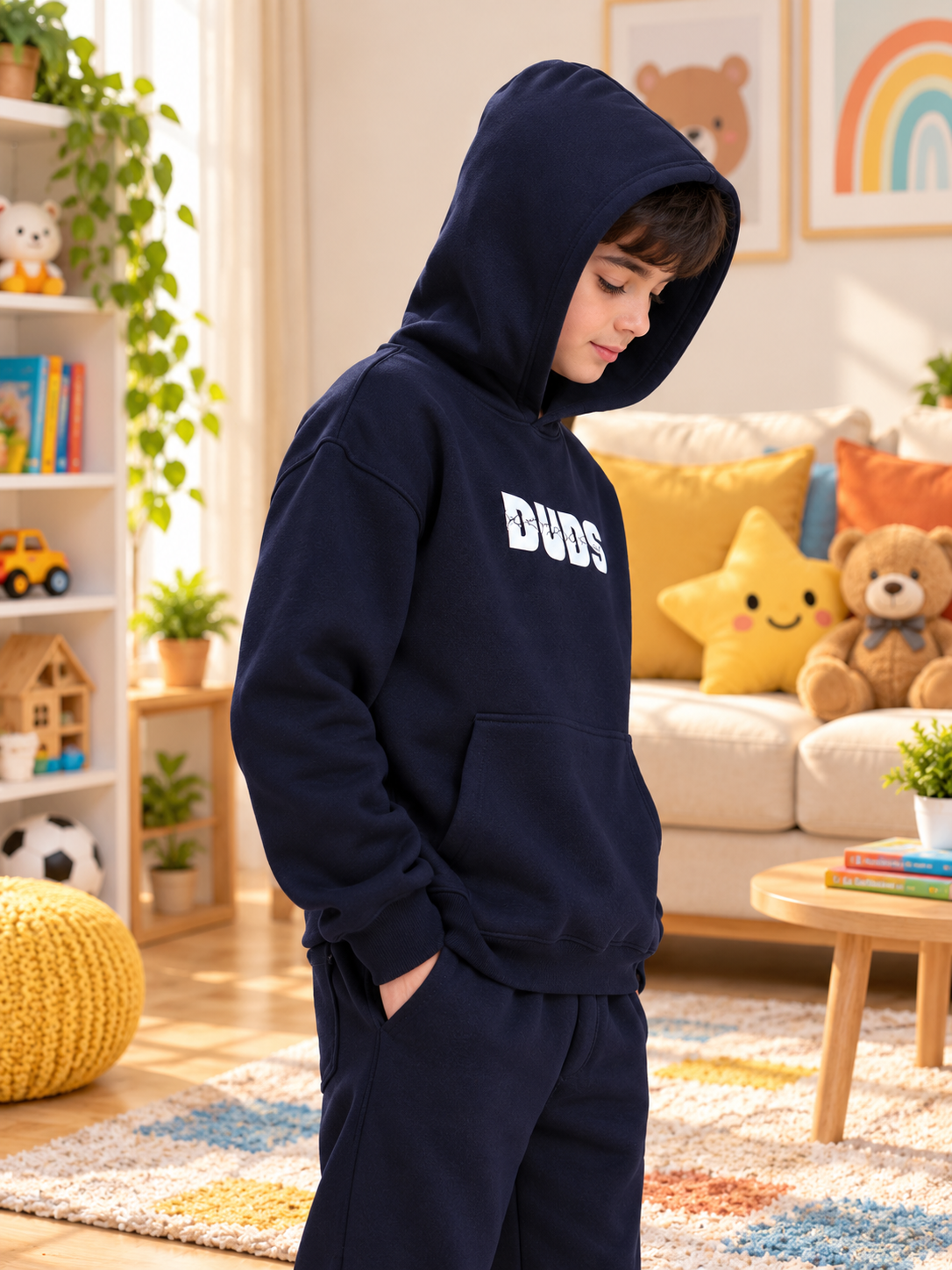 FIGHT NIGHT FLEECE CO-ORD FOR KIDS NAVY BLUE