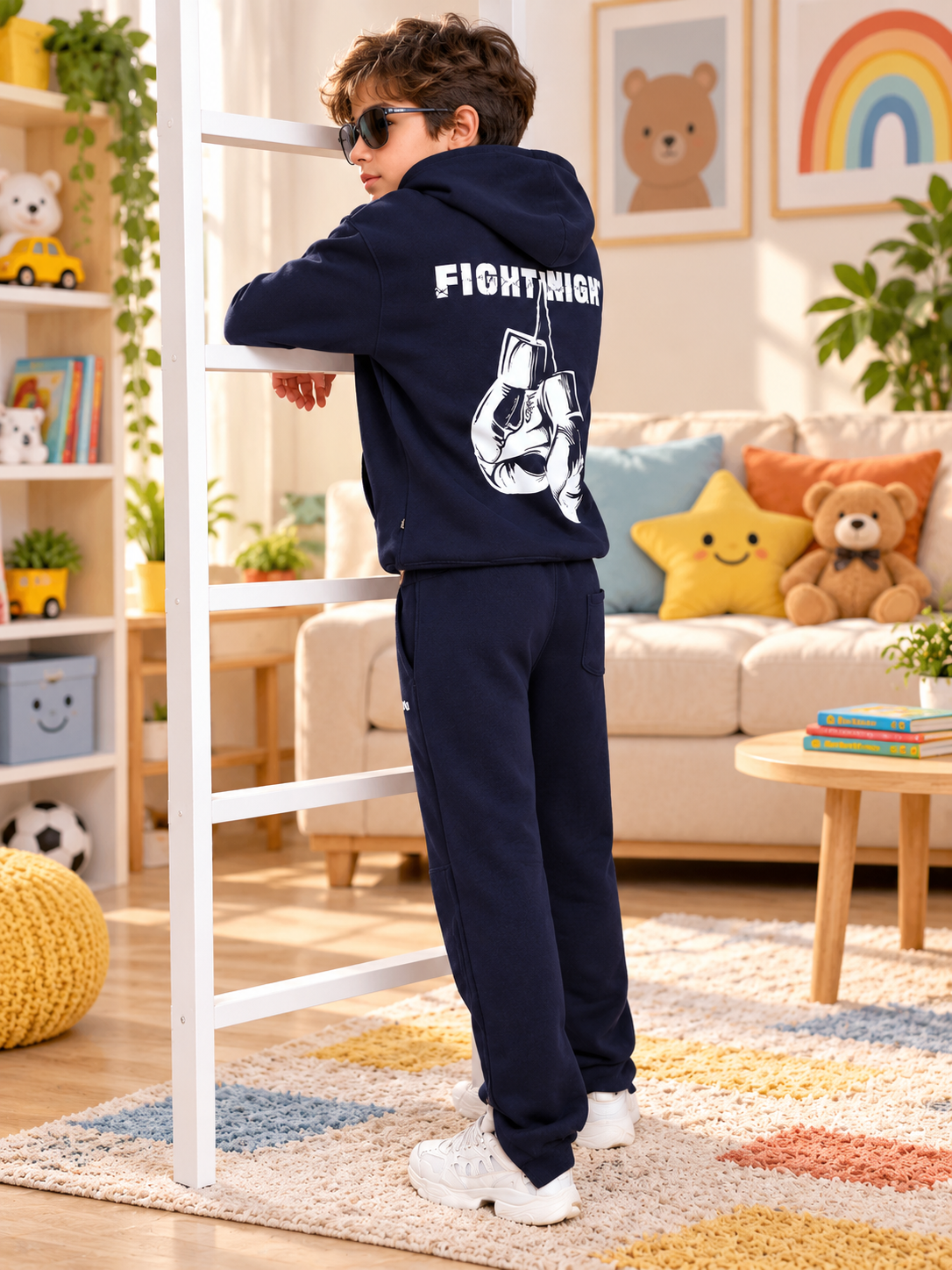 FIGHT NIGHT FLEECE CO-ORD FOR KIDS NAVY BLUE