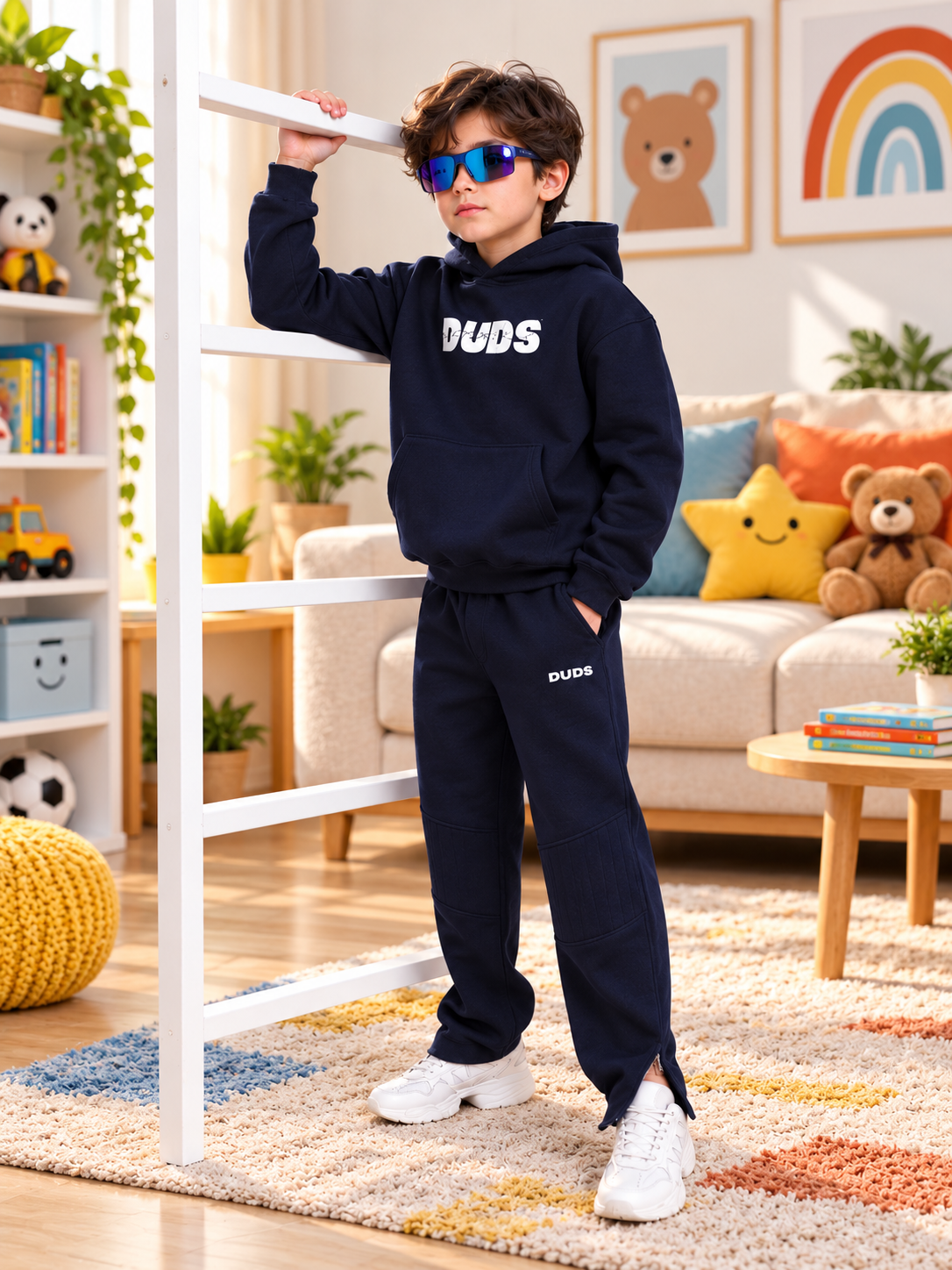 FIGHT NIGHT FLEECE CO-ORD FOR KIDS NAVY BLUE
