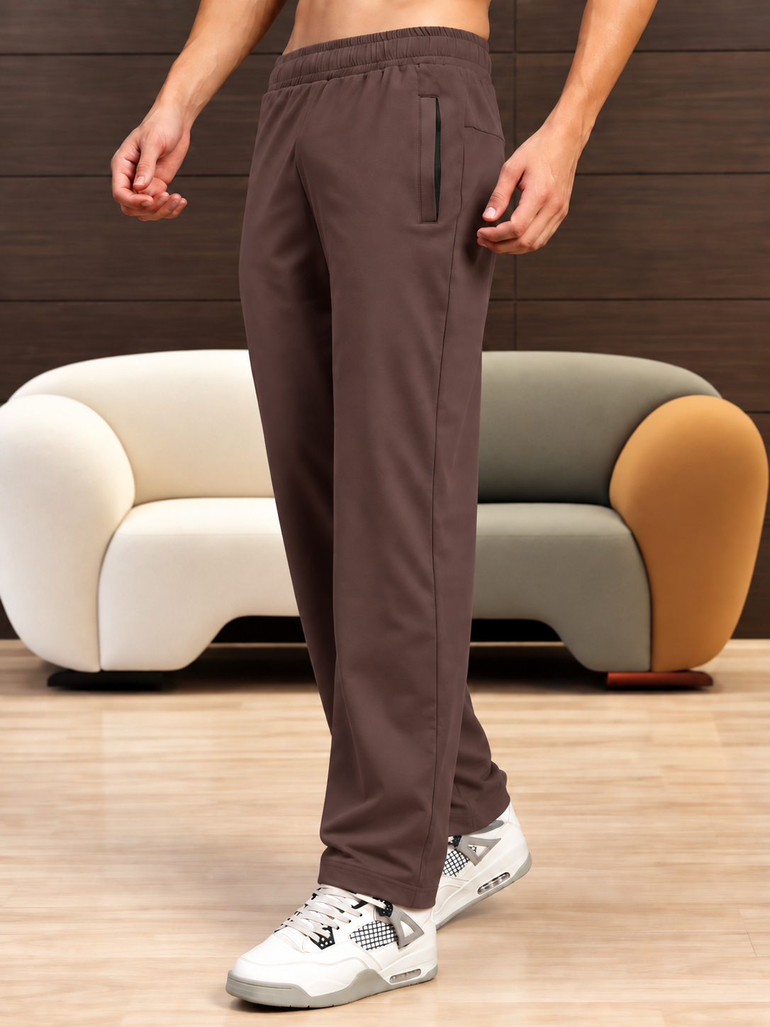 ESSENTIAL FLEX FIT CASUAL PANTS DARK BROWN