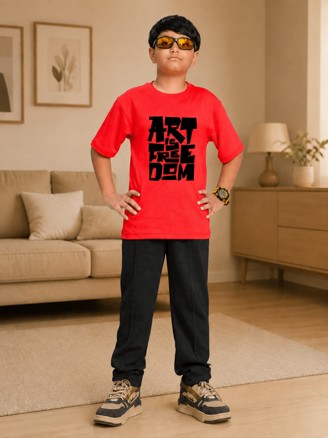 ARTISTIC FREEDOM T-SHIRT FOR BOYS GIRLS RED