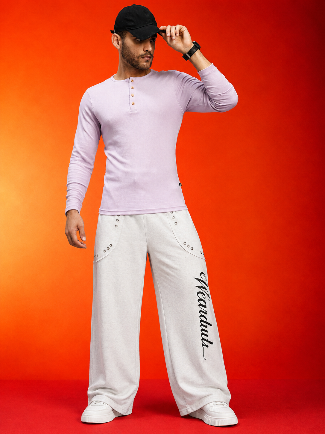 STREETWEAR LOOSE-FIT GRAPHIC JOGGERS WHITE