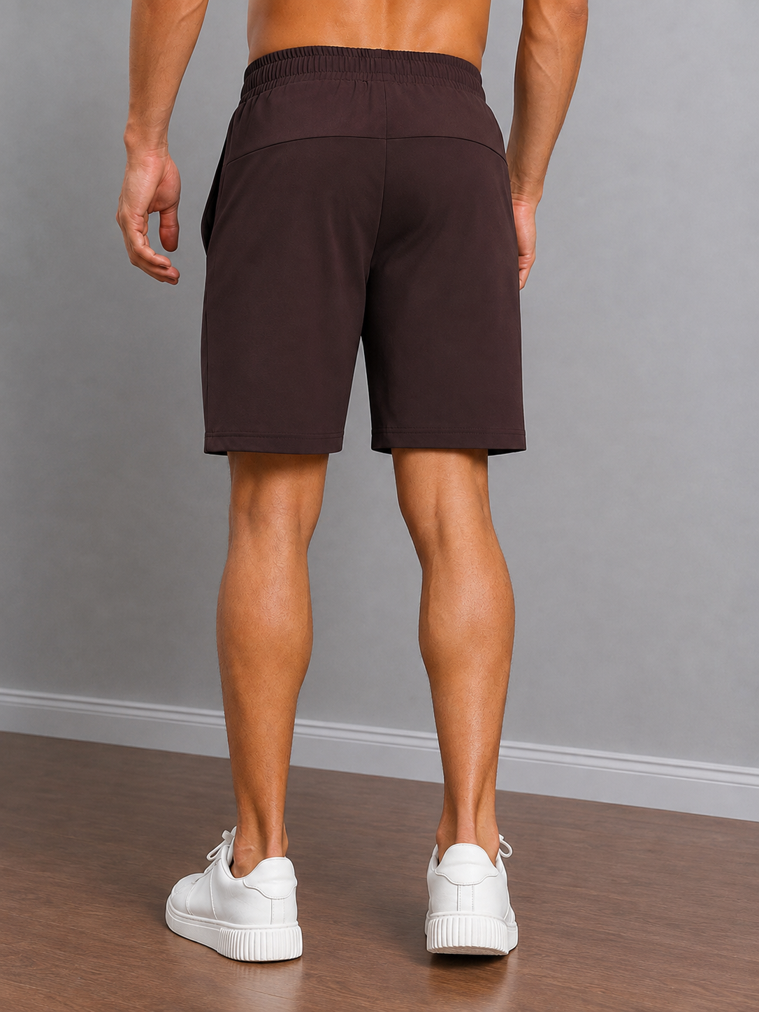 SLIM-FIT SOLID REGULAR SHORTS MAROON