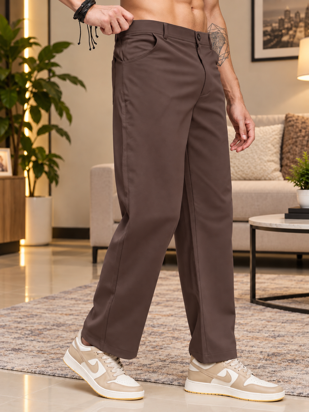 MODERN STREAMLINED PANTS DARK DARK BROWN