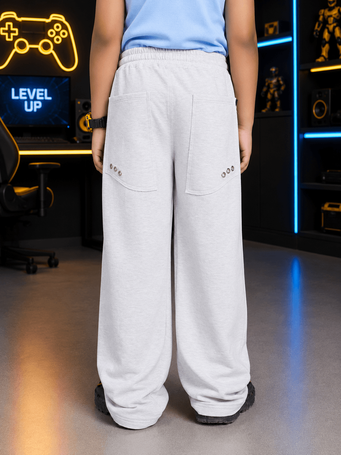 SIGNATURE SCRIPT CO-ORD FOR BOYS GIRLS SKY BLUE MELANGE GREY