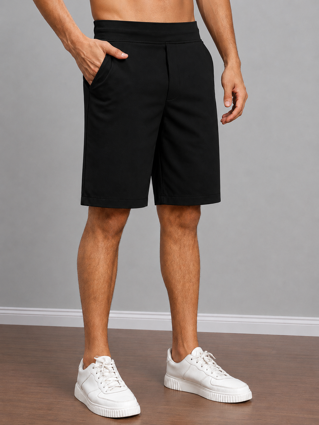SMART CASUAL TOBACCO REGULAR SHORTS BLACK