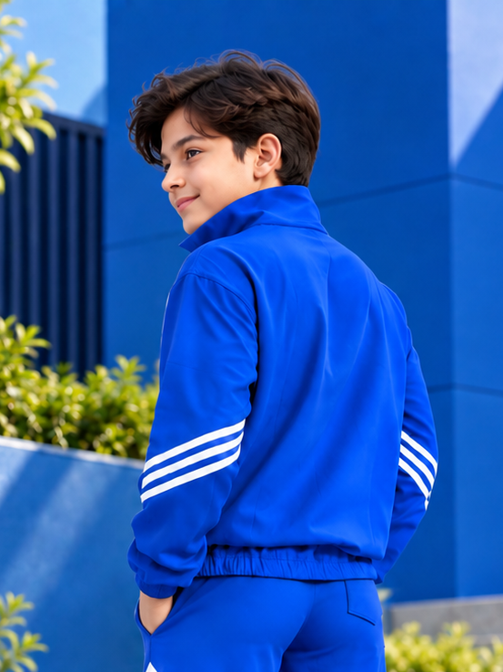 STREETWEAR THREE STRIPE JACKET FOR BOYS GIRLS BLUE