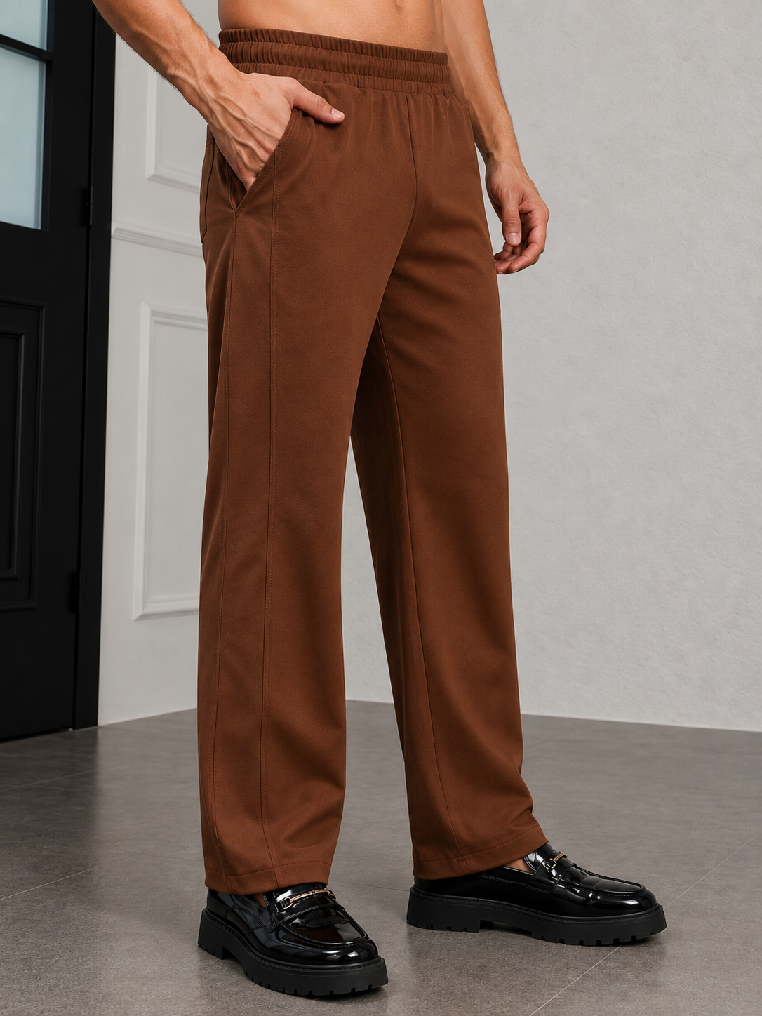 ATHLETIC DRESS TRACK TROUSERS BROWN