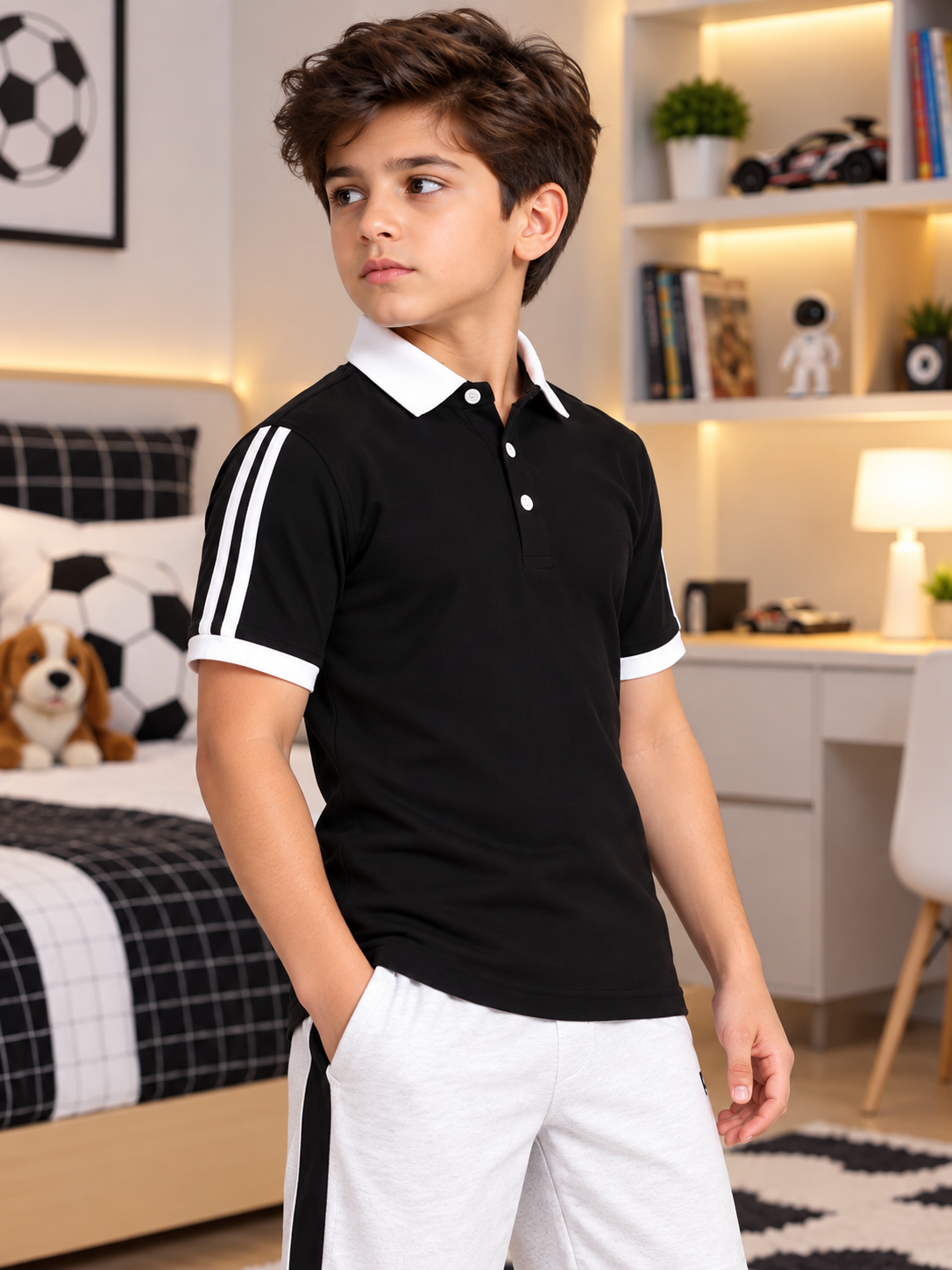STAUNCH POLO REGULAR T-SHIRT FOR BOYS GIRLS BLACK