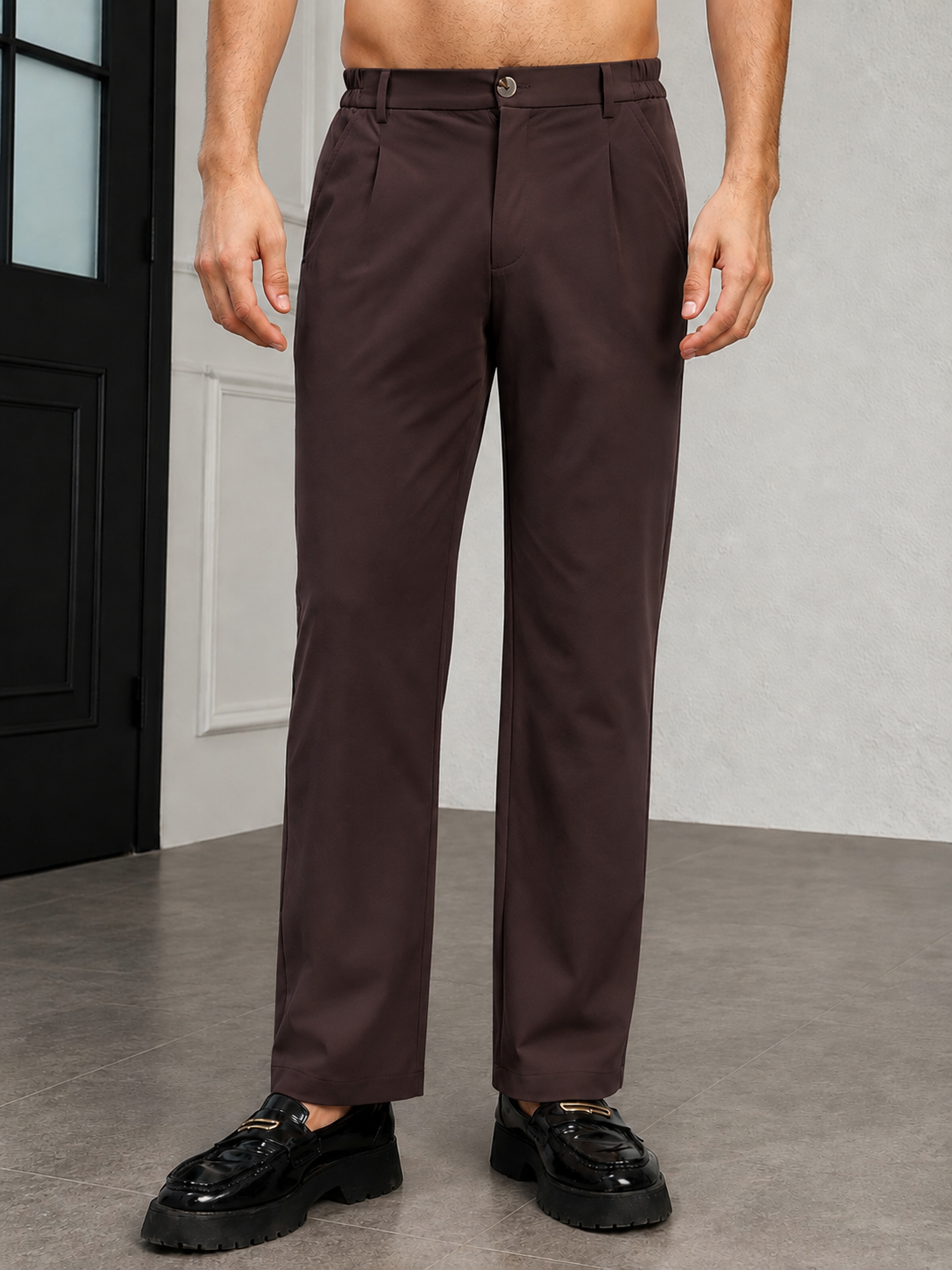 HIGH-FLEX TAILORED PANTS DARK MAROON