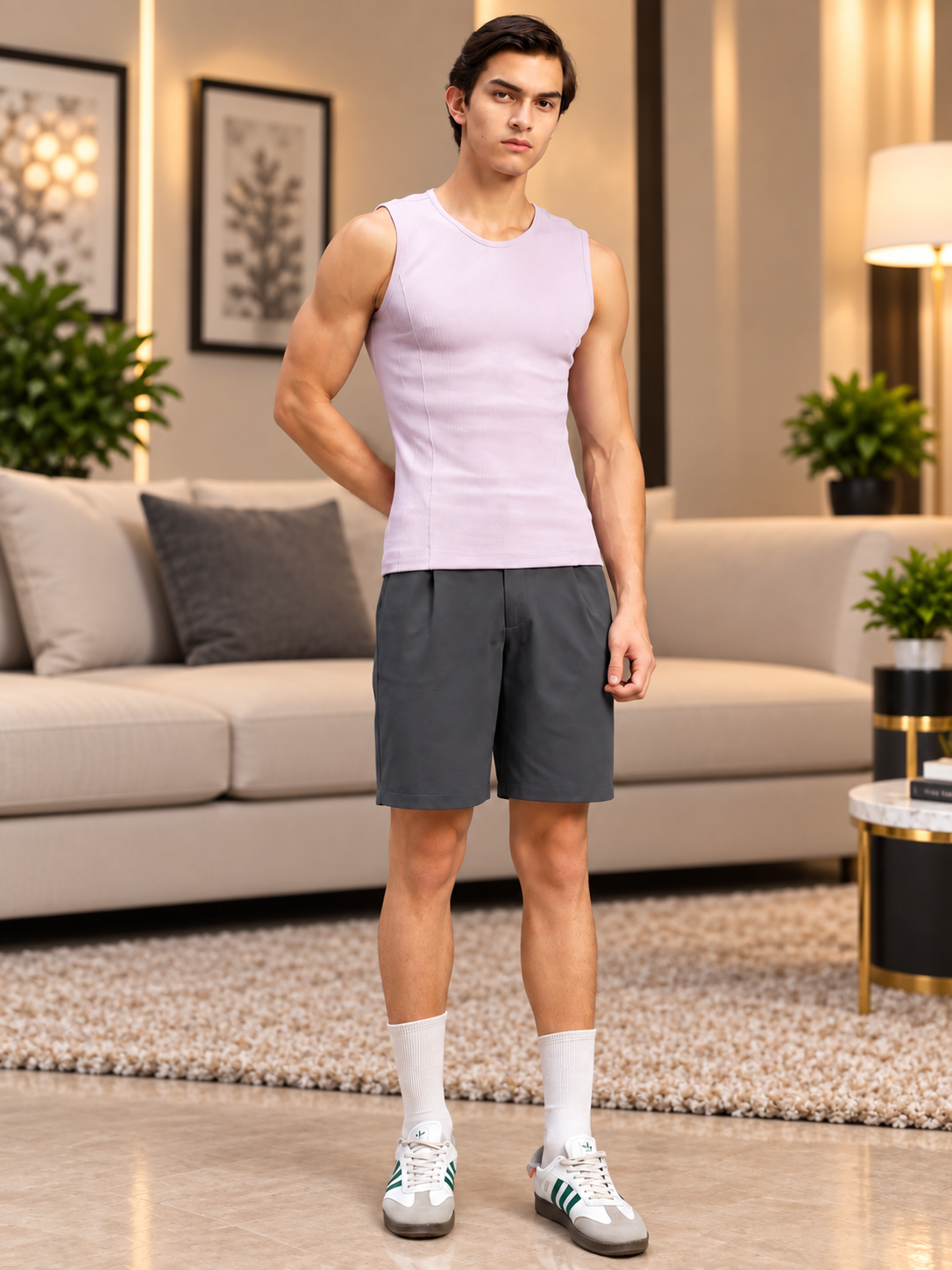 ELASTIC RUNNING REGULAR SHORTS DARK GREY