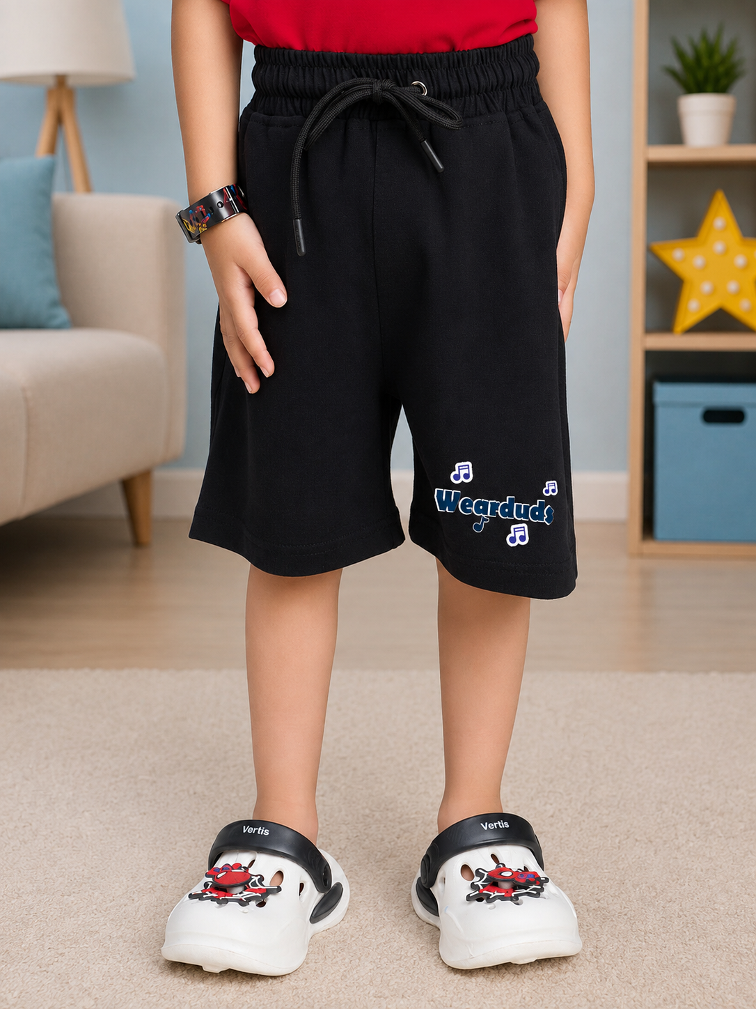 LITTLE ROCKSTAR SHORTS FOR BOYS GIRLS BLACK