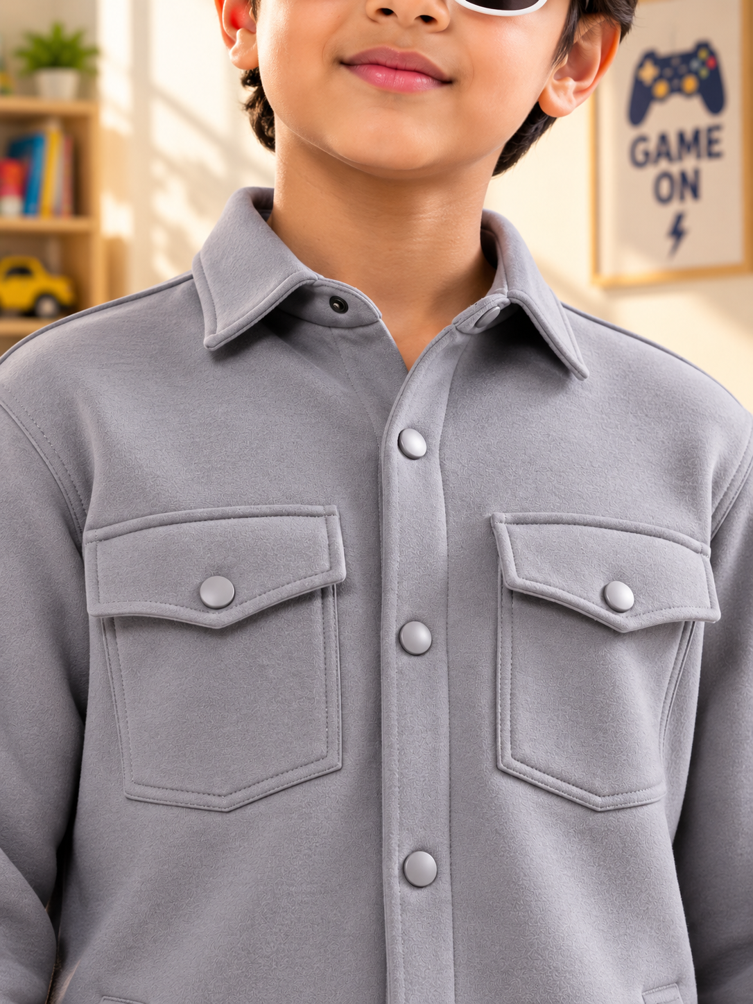BURLY FLEECE SWEATSHIRT FOR BOYS GIRL GREY