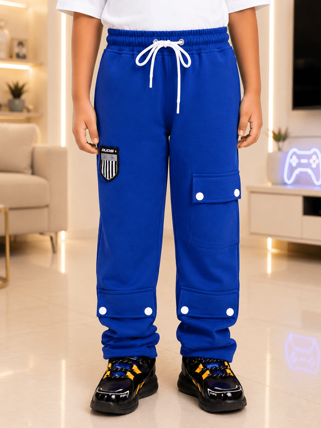 AWESOME FLAP POCKET BAGGY JOGGER FOR BOYS GIRLS BLUE