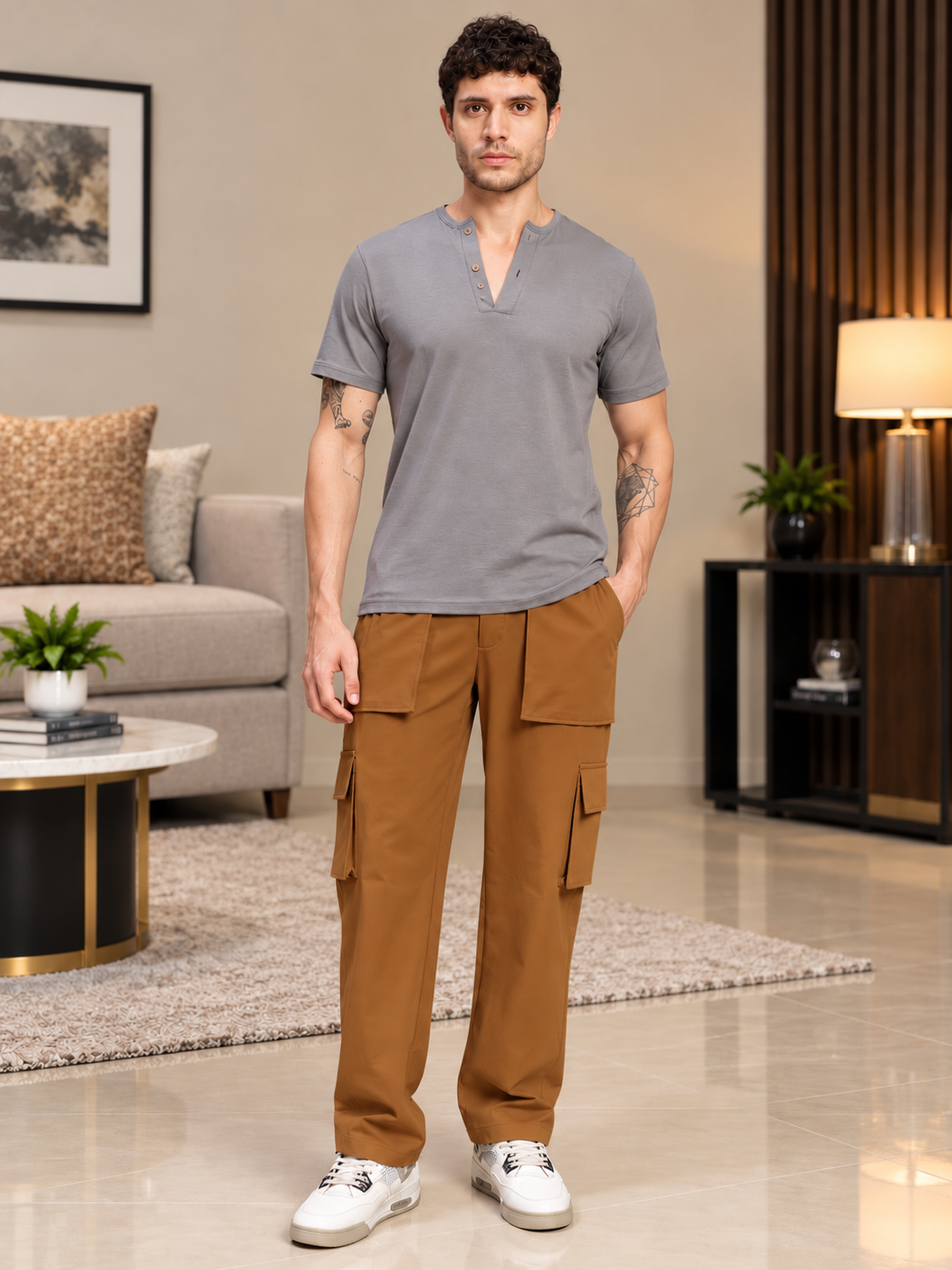 URBAN STREETWEAR OVERSIZED CARGO BROWN