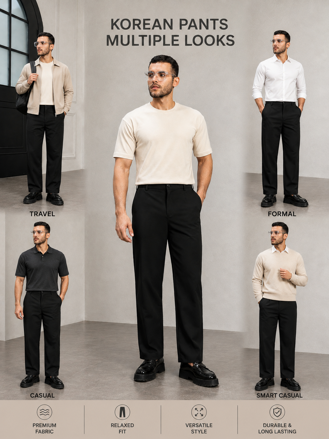 HIGH-FLEX TAILORED PANTS DARK BLACK