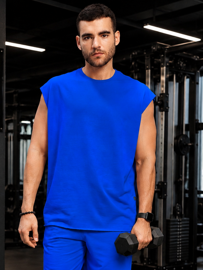 DRIVE MONOCHROME SLEEVELESS T-SHIRT ROYAL BLUE