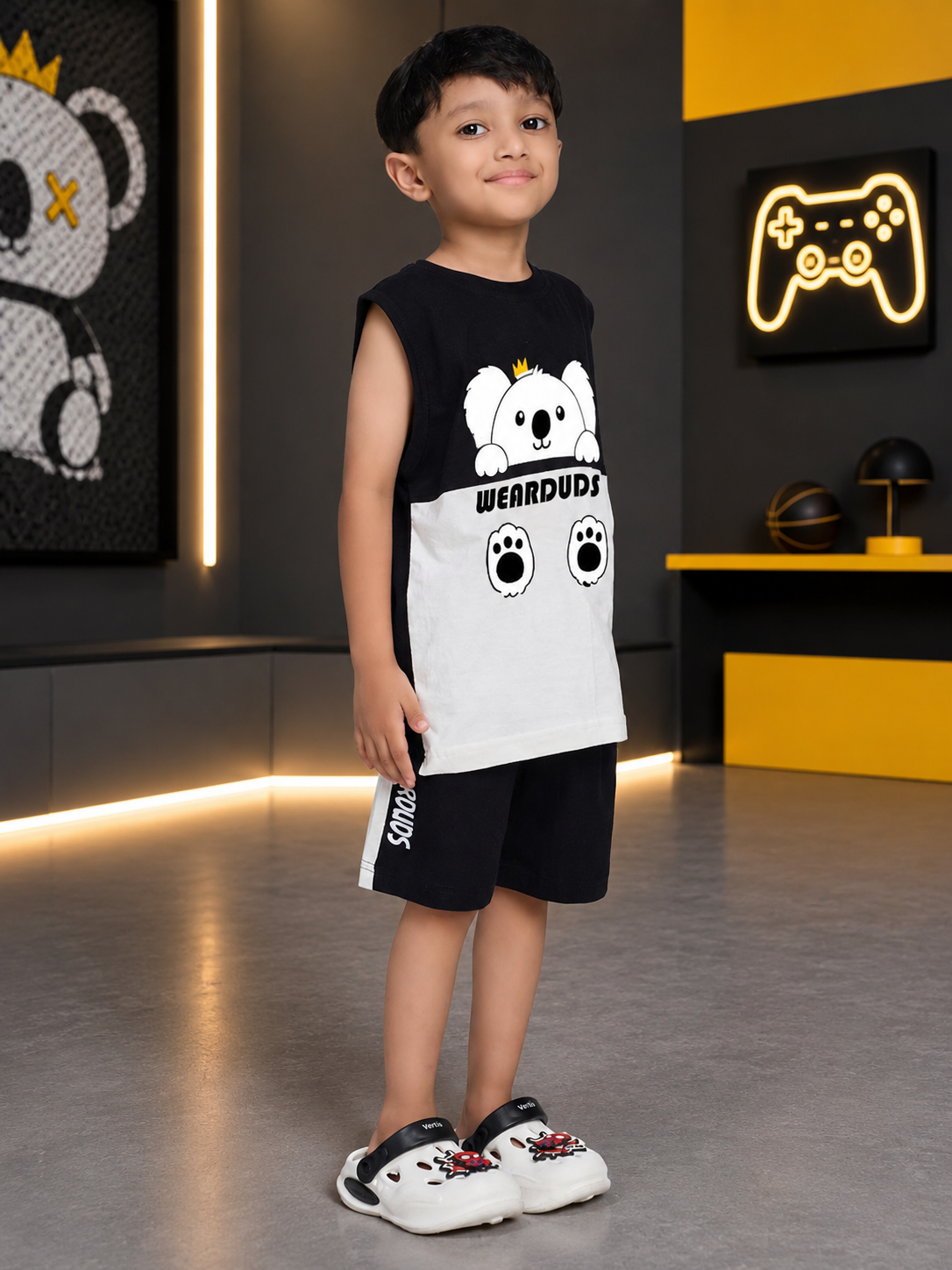 KOALA VIBES CO-ORD FOR BOYS GIRLS BLACK WHITE