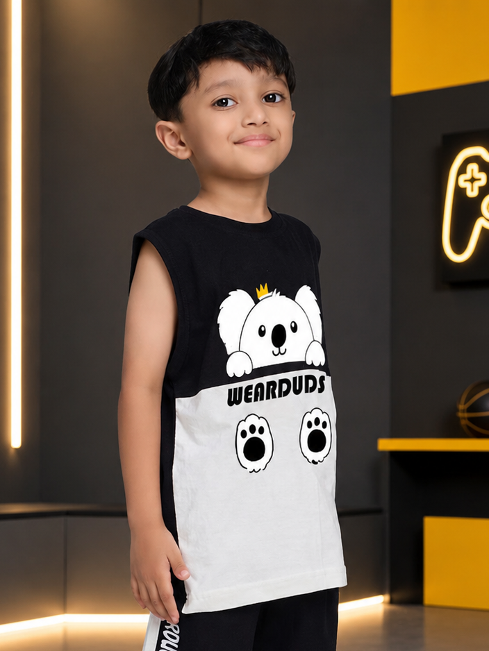 KOALA VIBES T-SHIRT FOR BOYS GIRLS BLACK WHITE