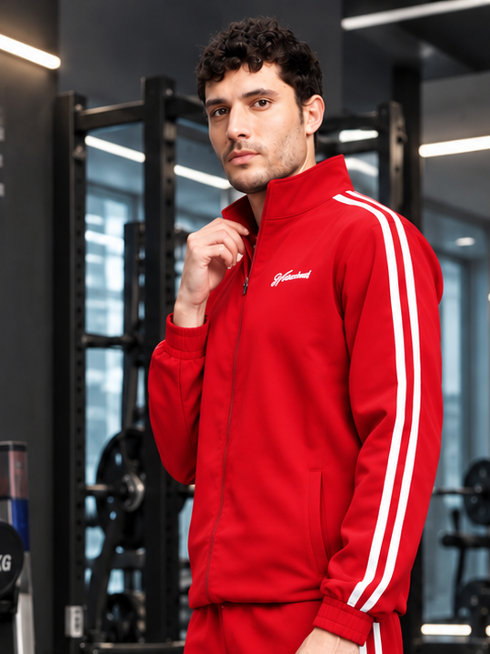 SPORTY ZIP UP RELAXED FIT JACKET RED