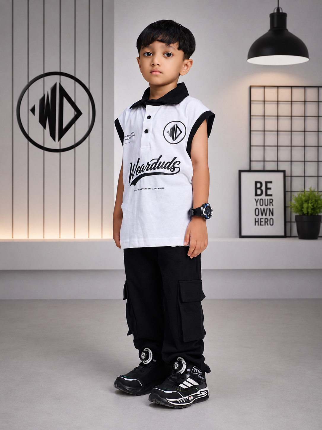 EVERYDAY ADVENTURE CO-ORD FOR BOYS GIRLS WHITE BLACK