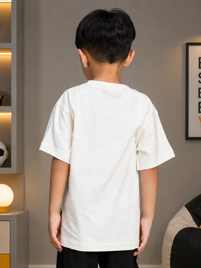 BEAR GRAPHIC CASUAL T-SHIRT FOR BOYS GIRLS WHITE