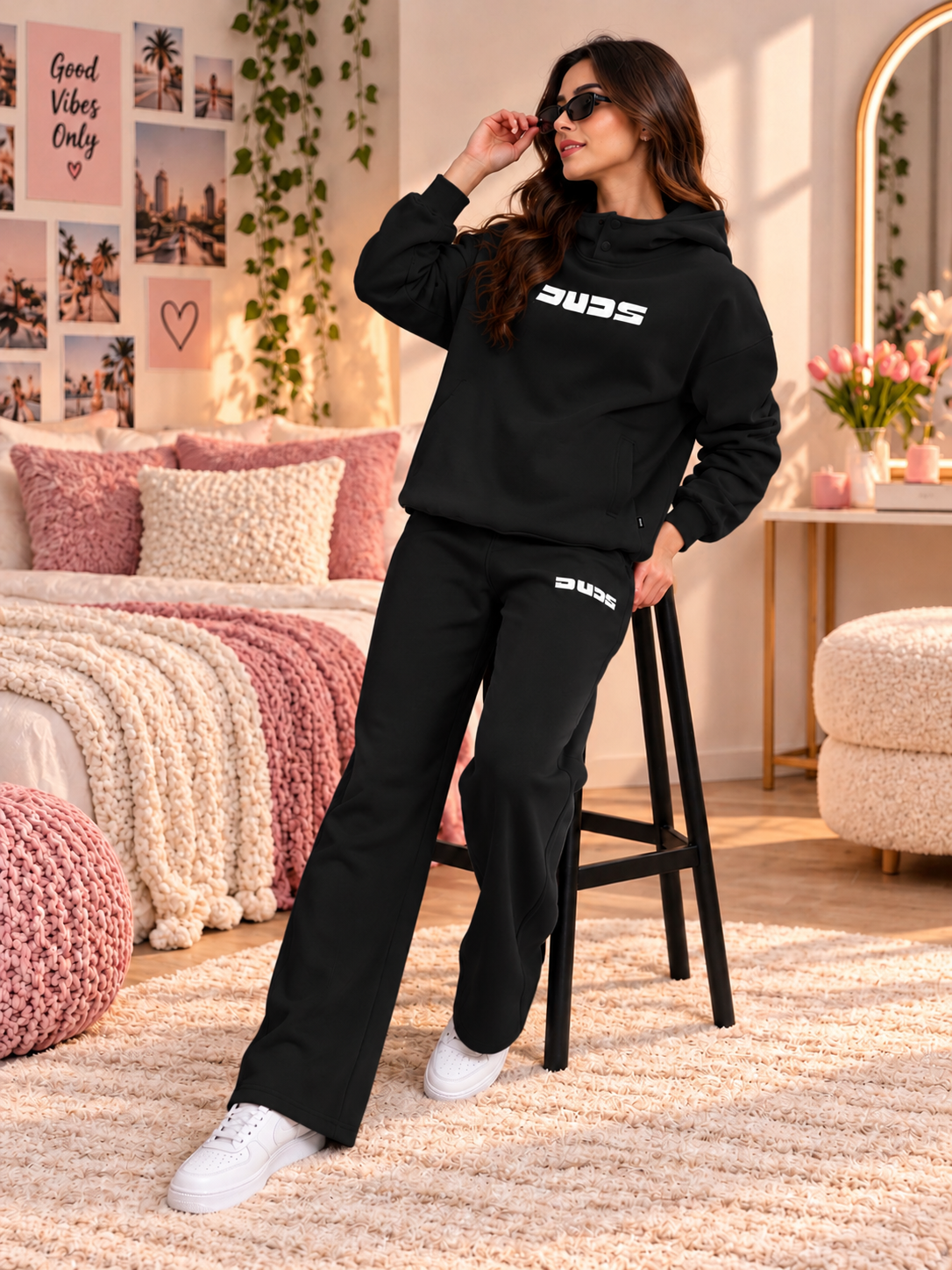 WOMEN SHOOTER COTTON FLEECE PANT BLACK