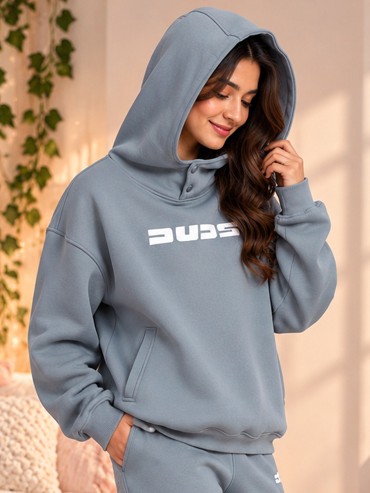 WOMEN SHOOTER COTTON FLEECE HOODIE GREY