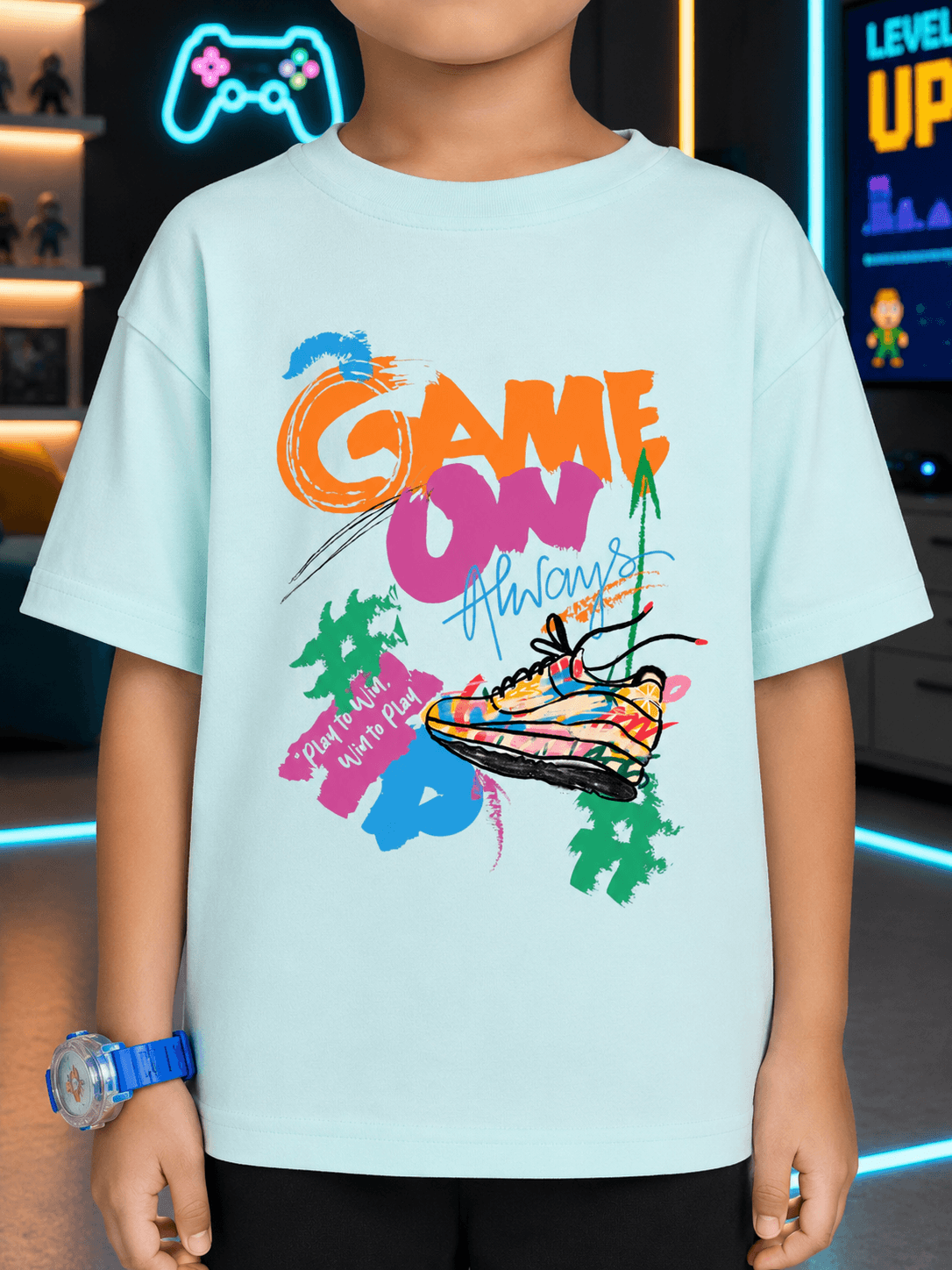 ICE MINT GAME T-SHIRT FOR BOYS GIRLS SKY BLUE