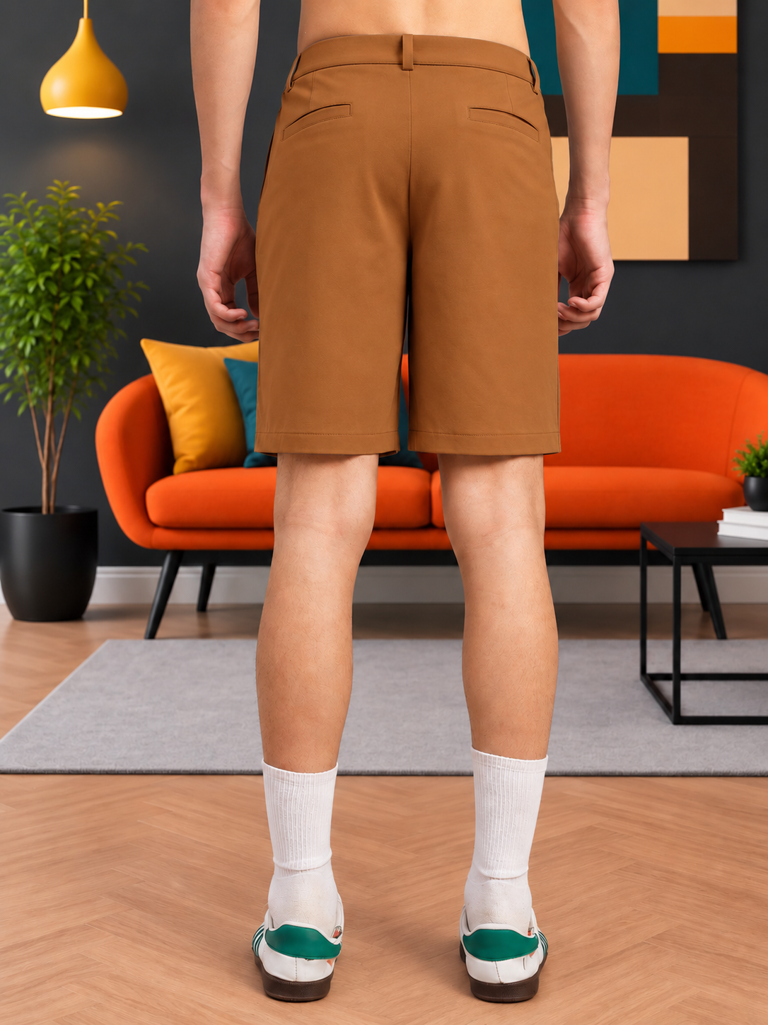 ELASTIC RUNNING REGULAR SHORTS BROWN