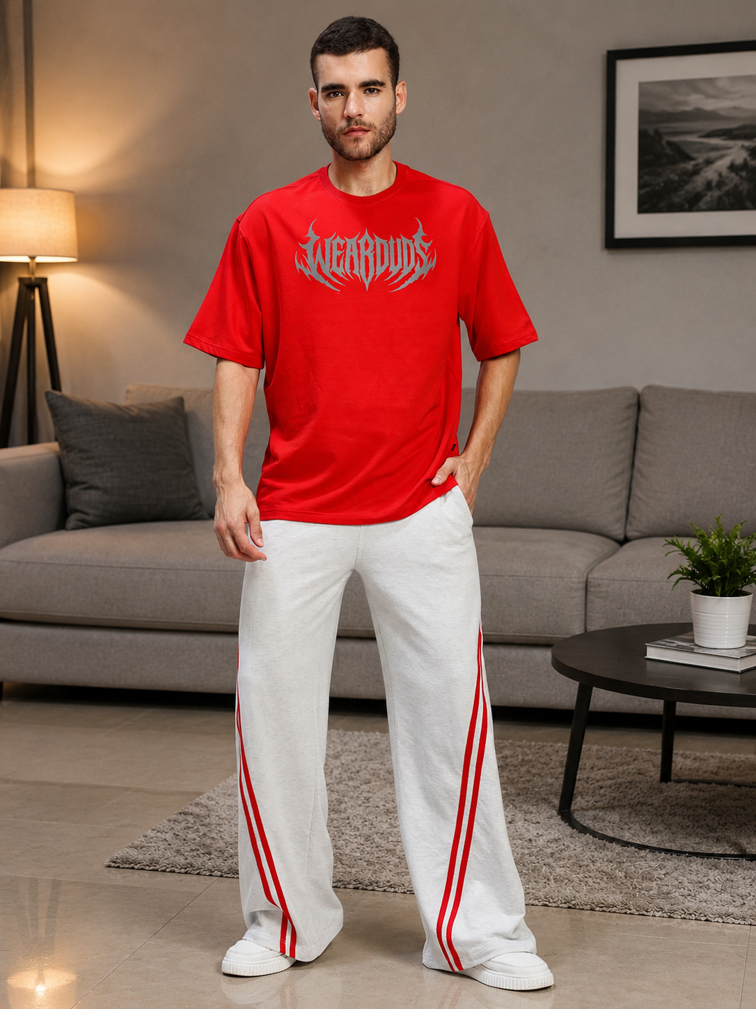 SNOW STREETWEAR BAGGY JOGGERS WHITE