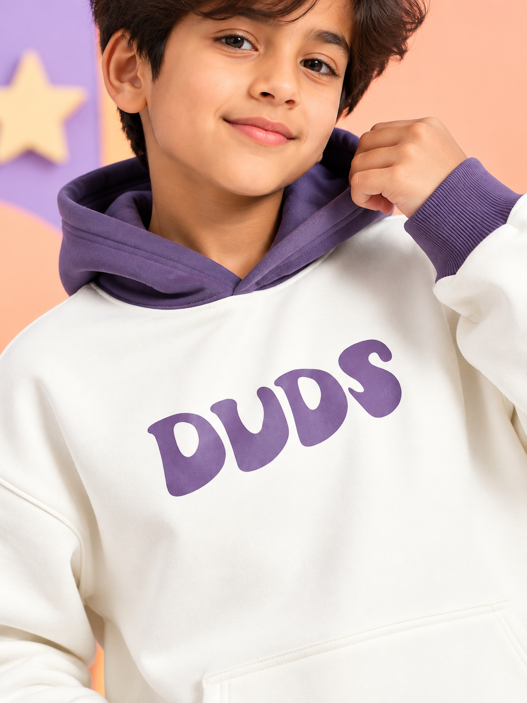 SELF LOVE FLEECE OVERSIZED CO-ORD FOR KIDS WHITE VIOLET