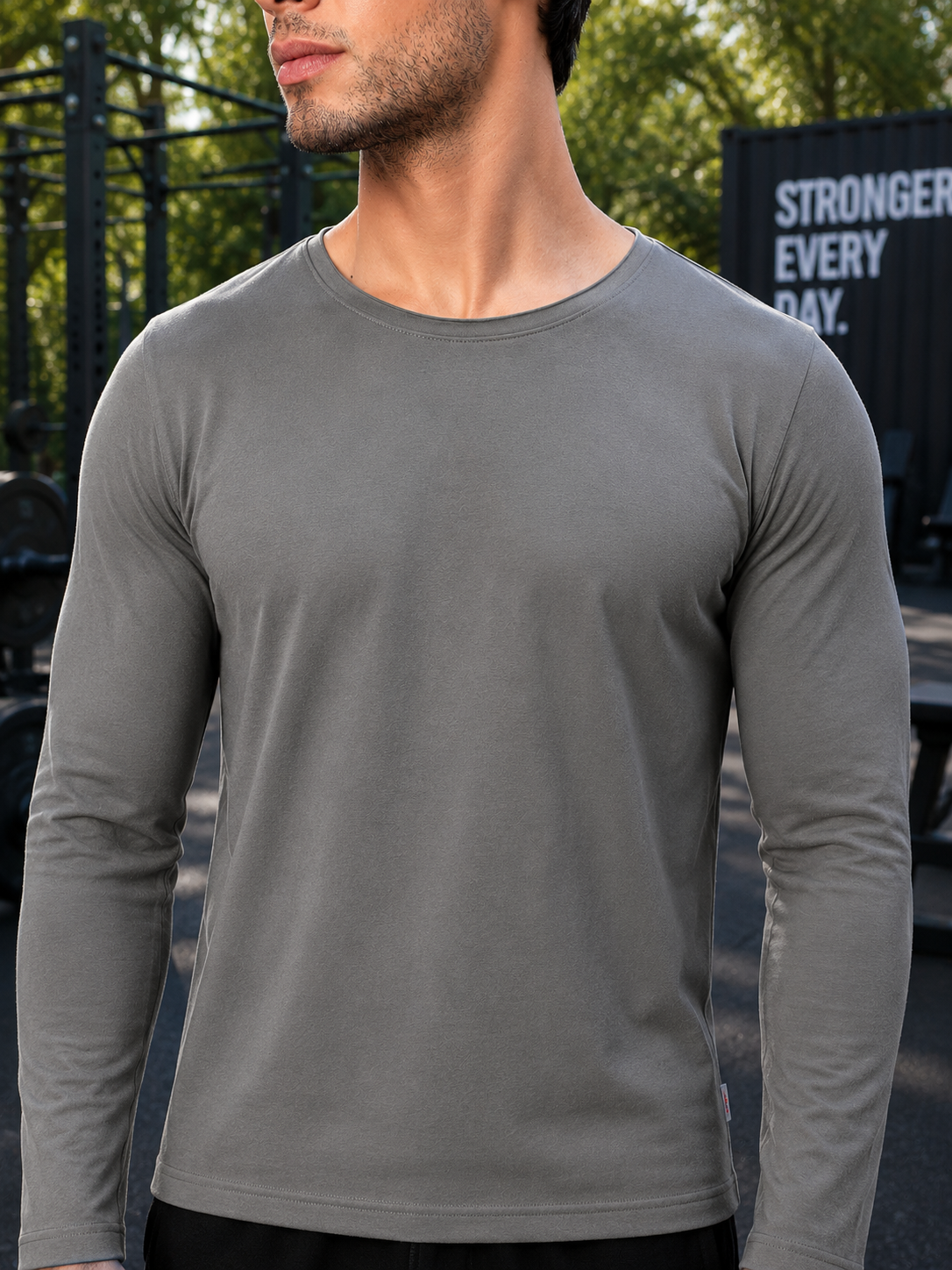 OMNI SLIM FIT COTTON SWEATSHIRT GREY