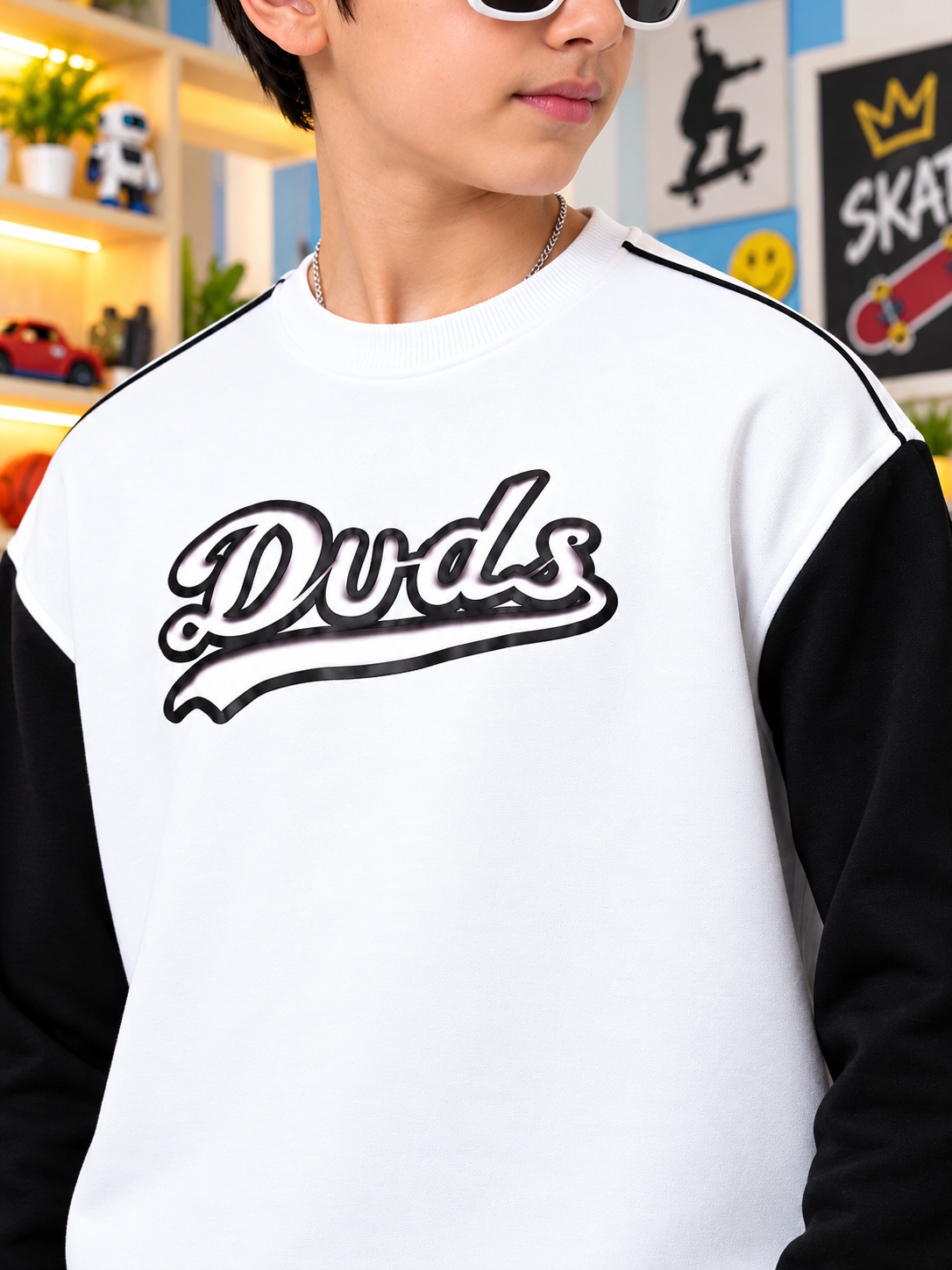 HUNK OVERSIZED CO-ORD SET KIDS WHITE BLACK