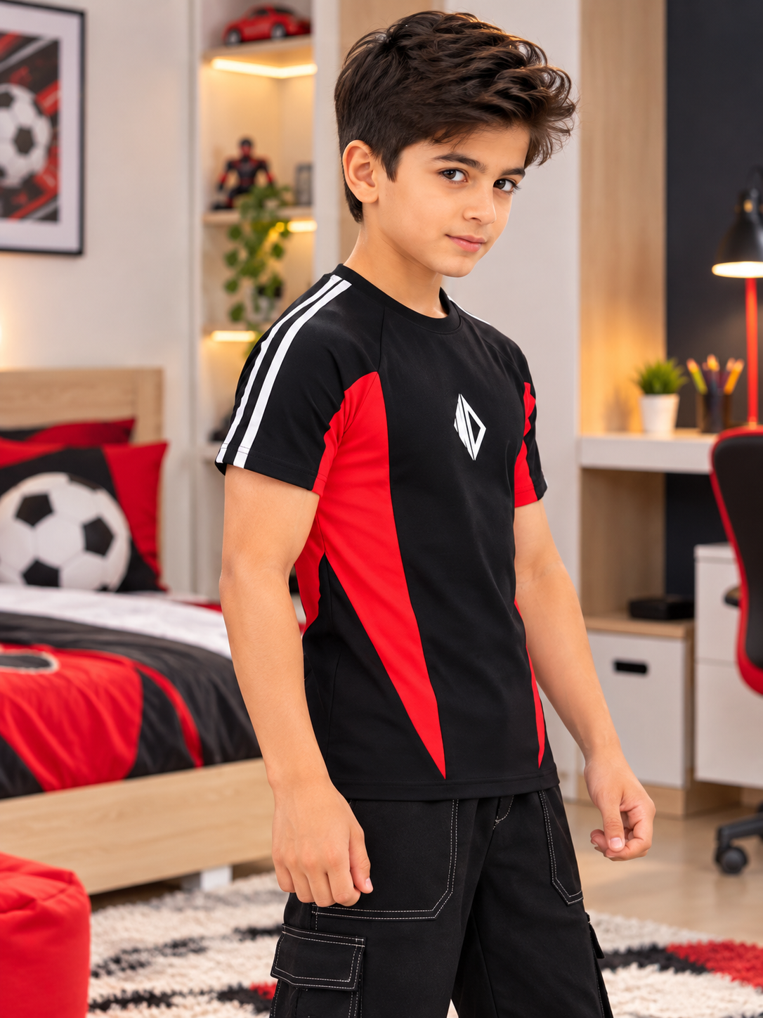TOPLINER REGULAR T-SHIRT FOR BOYS GIRLS BLACK RED