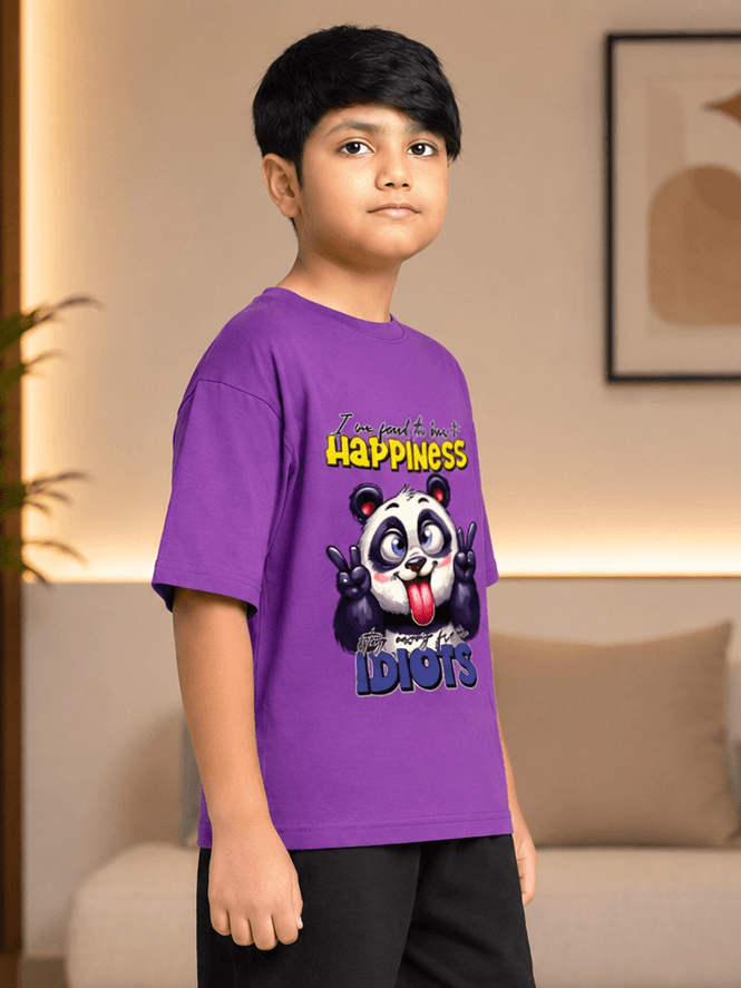 PLAYFUL PANDA T-SHIRT FOR BOYS GIRLS PURPLE