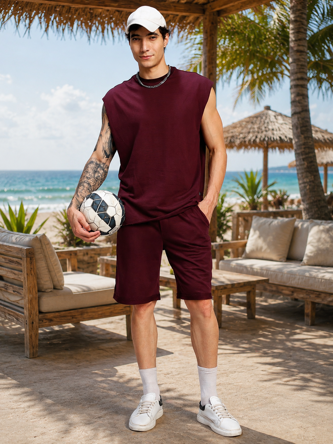 DRIVE MONOCHROME RELAXED FIT SHORTS MAROON