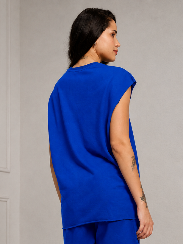 WOMEN DRIVE MONOCHROME SLEEVELESS T-SHIRT BLUE