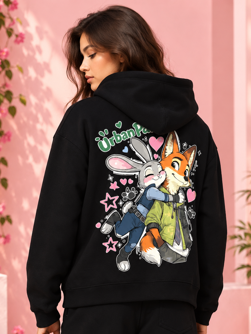 WOMEN JUDY NICK ZOOTOPIA FLEECE HOODIE BLACK