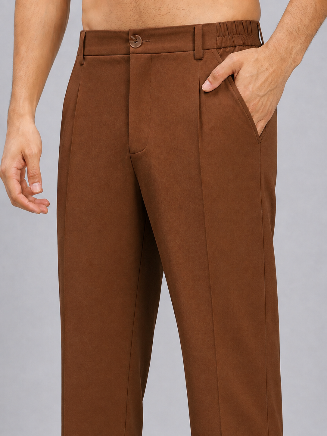 HIGH-FLEX TAILORED PANTS BROWN
