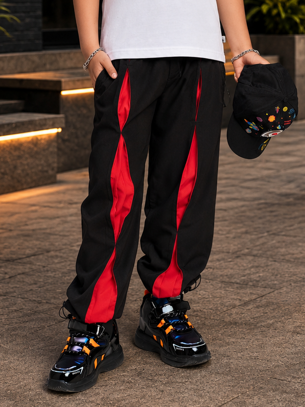 UNISON RELAXED-FIT JOGGER FOR BOYS GIRLS BLACK RED