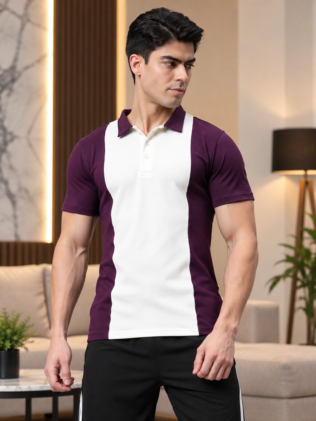 GLORY REGULAR FIT T-SHIRT PURPLE-OFF WHITE