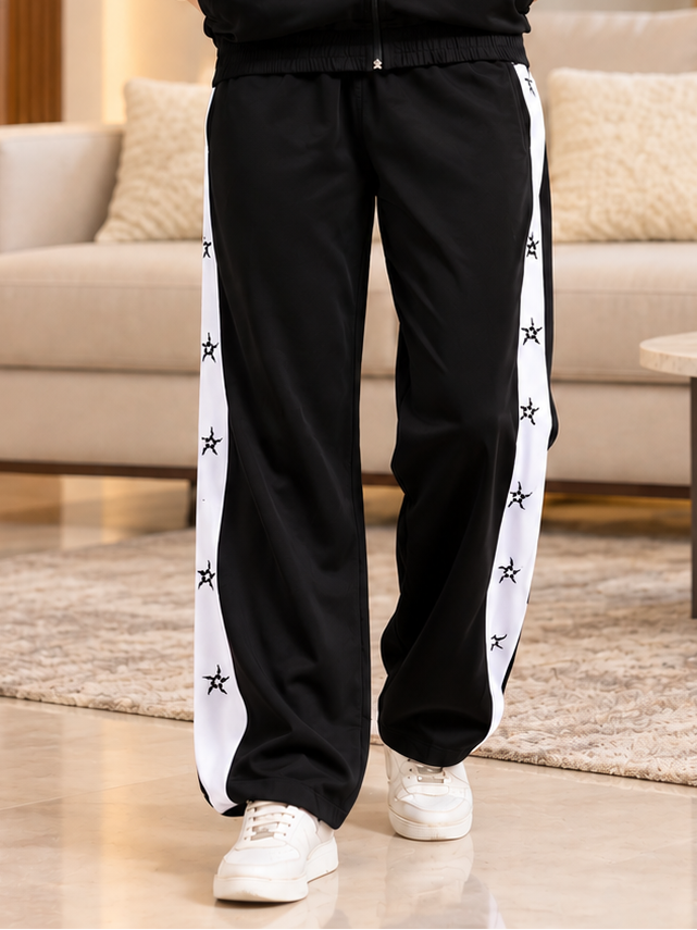 WOMEN MATCHING LOOSE RELAXED JOGGER BLACK WHITE