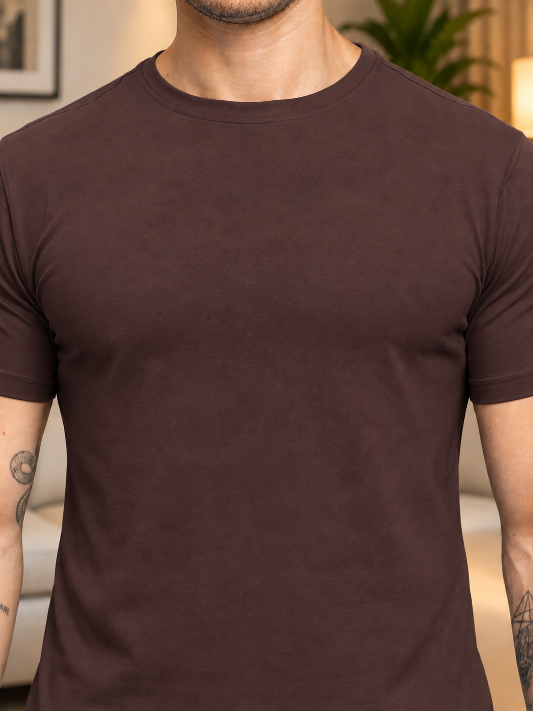 CLASSIC SLIM FIT T-SHIRT DARK BROWN