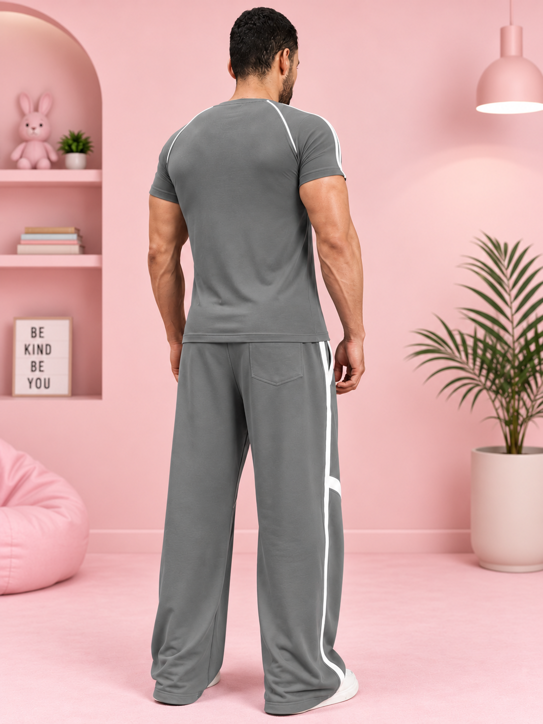 ROSTER RELAXED FIT JOGGERS GREY WHITE