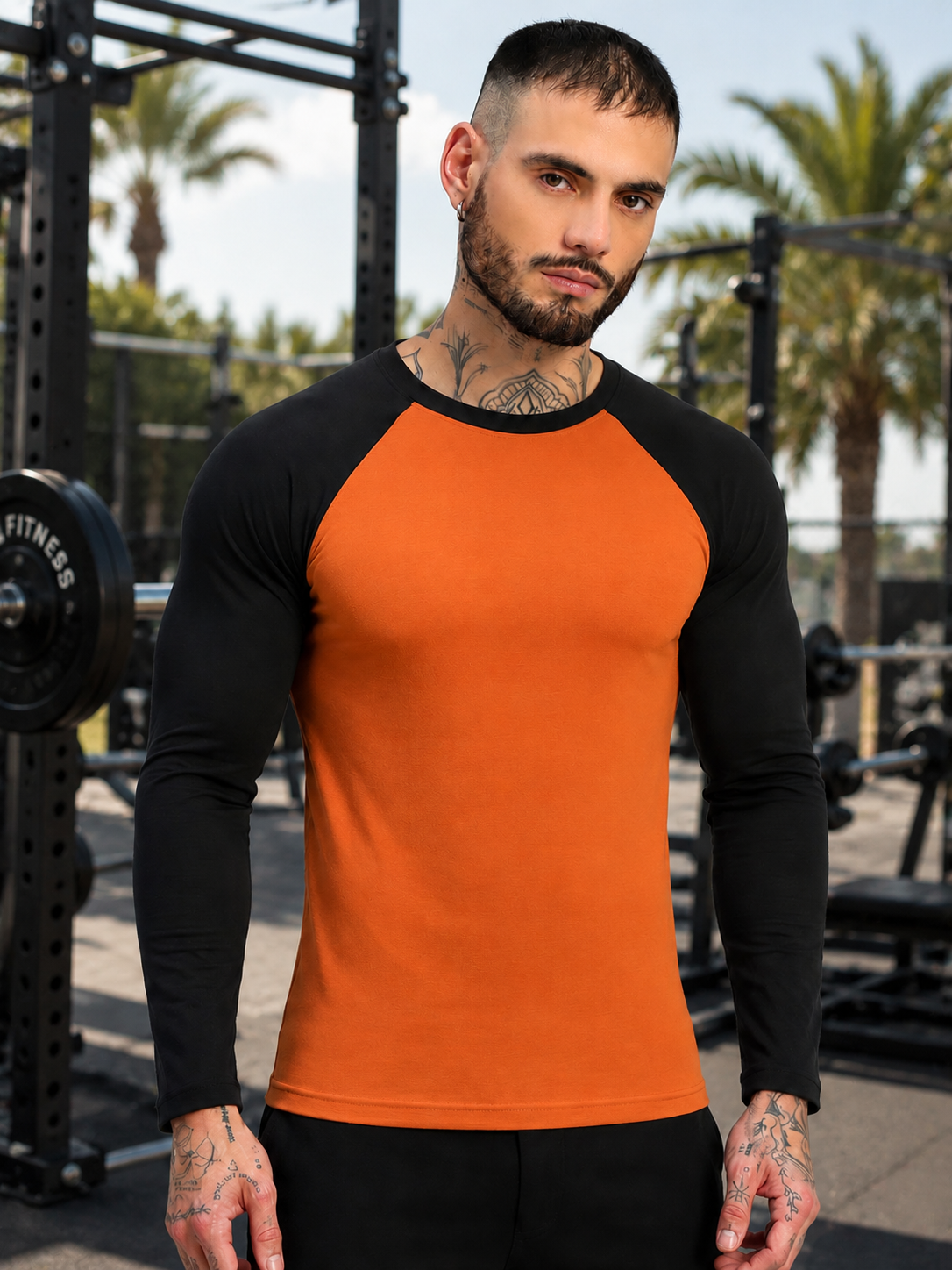 FITFLOW SLIM FIT SWEATSHIRT ORANGE BLACK